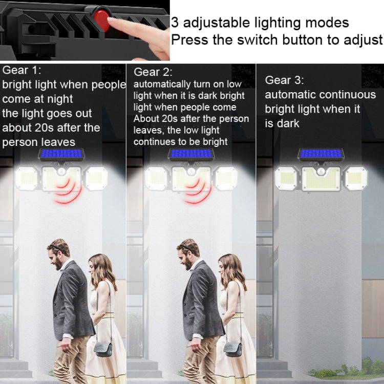 Đèn cảm biến cơ thể người năng lượng mặt trời LED ngoài trời chống nước cho vườn, Kiểu dáng:, Split 226LED
