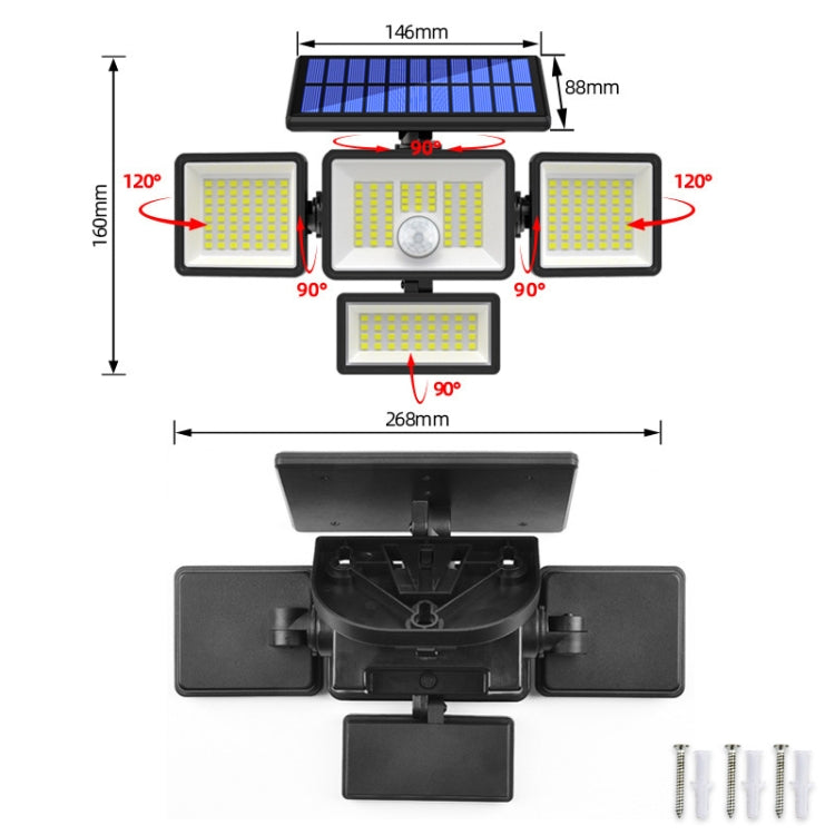 Đèn tường nhà năng lượng mặt trời TY12101 cảm ứng người dùng cho gara, đèn đường ngoài trời sân vườn, 208 đèn LED