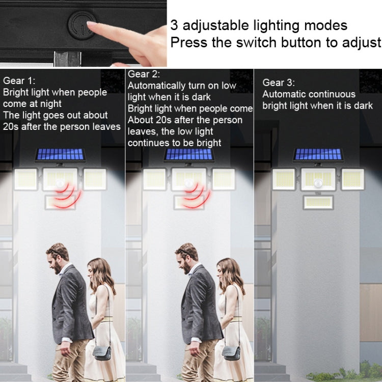 Đèn tường nhà năng lượng mặt trời TY12101 cảm ứng người dùng cho gara, đèn đường ngoài trời sân vườn, 208 đèn LED