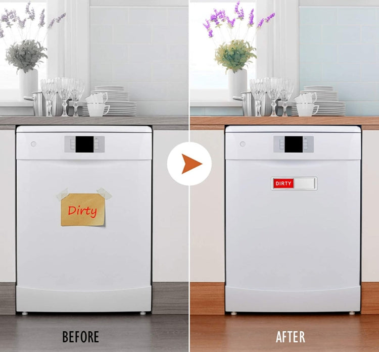 Nam châm dán máy rửa bát biển báo Sạch Bẩn 2 mặt, màu đen, trắng