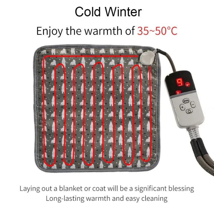 Đệm Sưởi Thú Cưng Điều Chỉnh Nhiệt Độ Nhiều Cấp Độ CW45 45x45cm, Thông số:, Phích cắm US, Phích cắm UK, Phích cắm EU