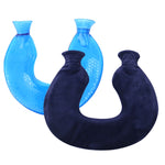Túi chườm nóng hình chữ U bằng PVC, chống nổ, bơm nước, dùng cho vai và cổ, màu xanh + xám pha lê, xanh + xanh hải quân pha lê, xanh + xanh tuyết đan, xanh + xám đan, xanh + xanh lam đan, xanh lam nhạt đan