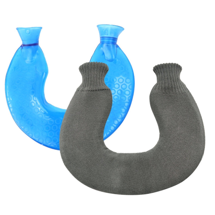 Túi chườm nóng hình chữ U bằng PVC, chống nổ, bơm nước, dùng cho vai và cổ, màu xanh + xám pha lê, xanh + xanh hải quân pha lê, xanh + xanh tuyết đan, xanh + xám đan, xanh + xanh lam đan, xanh lam nhạt đan