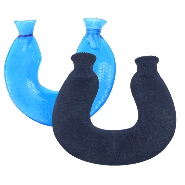 Túi chườm nóng hình chữ U bằng PVC, chống nổ, bơm nước, dùng cho vai và cổ, màu xanh + xám pha lê, xanh + xanh hải quân pha lê, xanh + xanh tuyết đan, xanh + xám đan, xanh + xanh lam đan, xanh lam nhạt đan