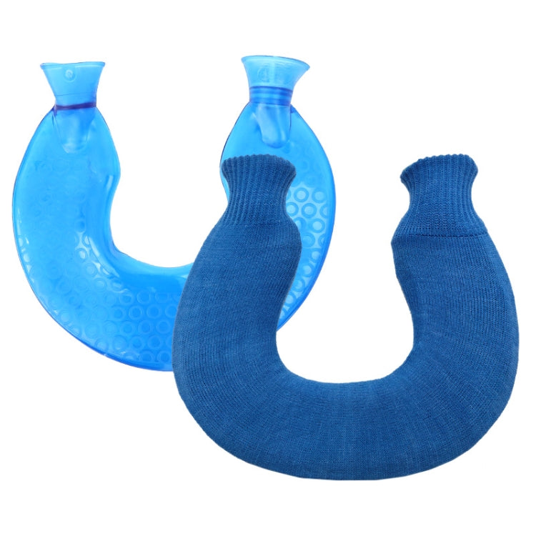 Túi chườm nóng hình chữ U bằng PVC, chống nổ, bơm nước, dùng cho vai và cổ, màu xanh + xám pha lê, xanh + xanh hải quân pha lê, xanh + xanh tuyết đan, xanh + xám đan, xanh + xanh lam đan, xanh lam nhạt đan