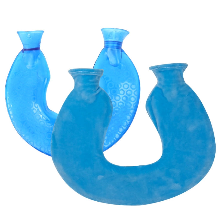 Túi chườm nóng hình chữ U bằng PVC, chống nổ, bơm nước, dùng cho vai và cổ, màu xanh + xám pha lê, xanh + xanh hải quân pha lê, xanh + xanh tuyết đan, xanh + xám đan, xanh + xanh lam đan, xanh lam nhạt đan