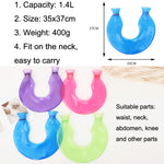 Túi chườm nóng hình chữ U bằng PVC, chống nổ, bơm nước, dùng cho vai và cổ, màu xanh + xám pha lê, xanh + xanh hải quân pha lê, xanh + xanh tuyết đan, xanh + xám đan, xanh + xanh lam đan, xanh lam nhạt đan