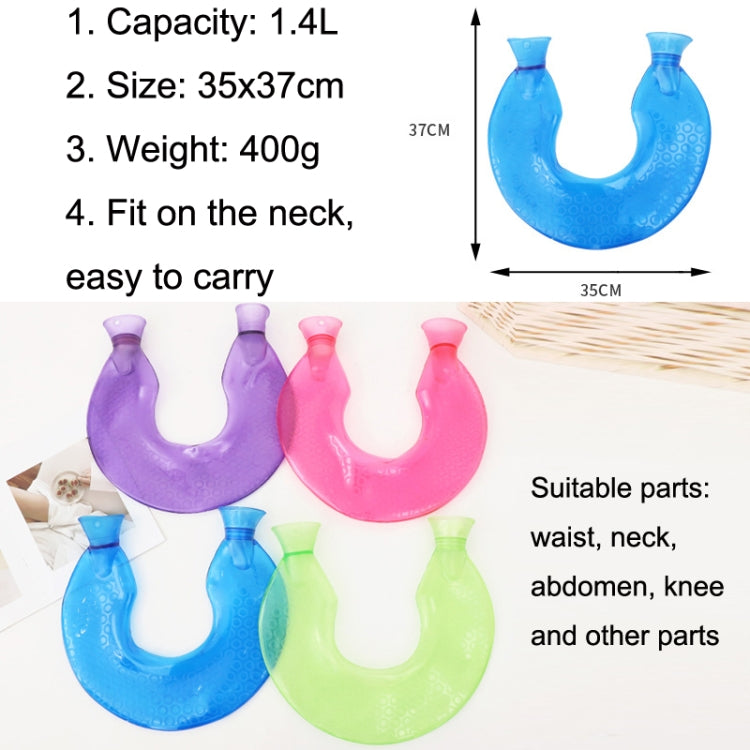 Túi chườm nóng hình chữ U bằng PVC, chống nổ, bơm nước, dùng cho vai và cổ, màu xanh + xám pha lê, xanh + xanh hải quân pha lê, xanh + xanh tuyết đan, xanh + xám đan, xanh + xanh lam đan, xanh lam nhạt đan