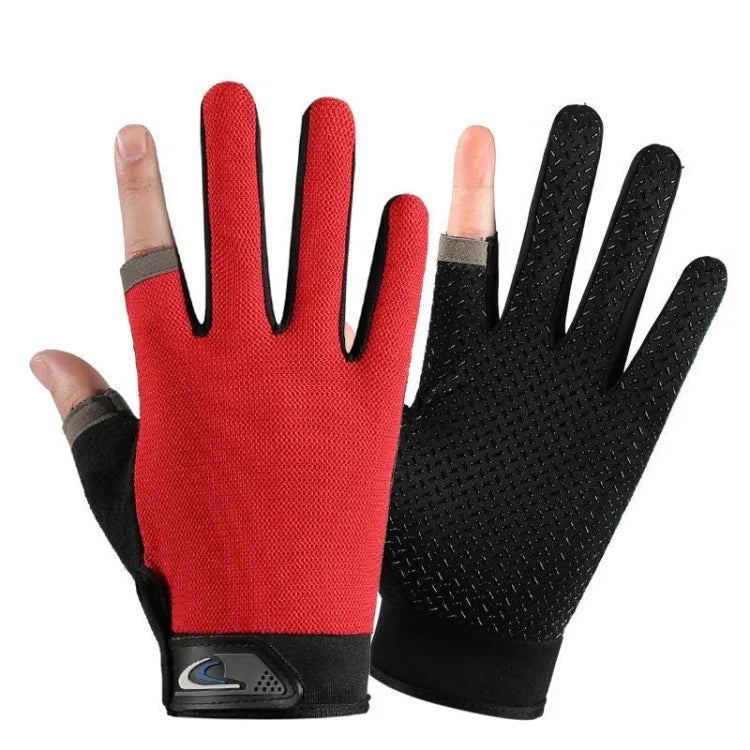 1 Pair QX0008 Outdoor Sunscreen Non-Slip Exposed Two-Finger Fishing Gloves, Free Size