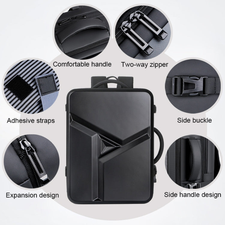 Balo vỏ cứng chống nước dung tích lớn có thể mở rộng với lỗ sạc USB, Màu xám nhạt 161, Đen 161, Xám đậm 161, Đen 162, Xám đậm 162, Xám nhạt 162