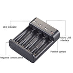 BMAX BH-804U Bộ Sạc USB 4 Khe Pin Sạc Lại AA/AAA 1.2V Độc Lập, 4 Khe Micro USB (Màu Đen)