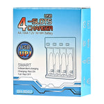 BMAX BH-804U Bộ Sạc USB 4 Khe Pin Sạc Lại AA/AAA 1.2V Độc Lập, 4 Khe Micro USB (Màu Đen)