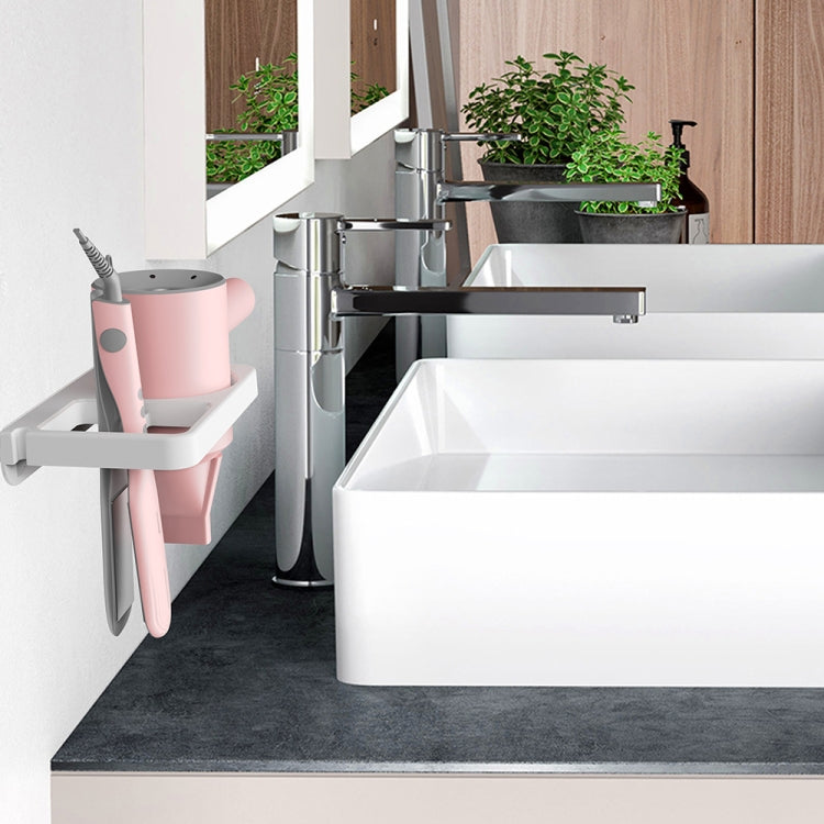 Giá treo tường máy sấy tóc 2 trong 1 kèm kệ nhà tắm, Trắng, Đen