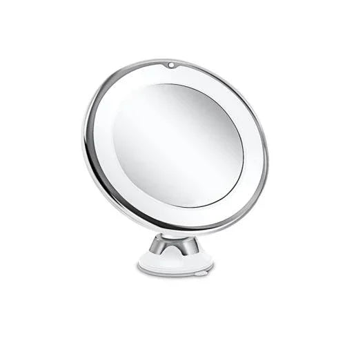 Gương Trang Điểm 12cm Có Đèn LED Chiếu Sáng Phóng Đại 5X Kèm Chân Hút