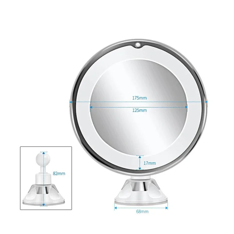 Gương Trang Điểm 12cm Có Đèn LED Chiếu Sáng Phóng Đại 5X Kèm Chân Hút