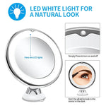 Gương Trang Điểm 12cm Có Đèn LED Chiếu Sáng Phóng Đại 5X Kèm Chân Hút