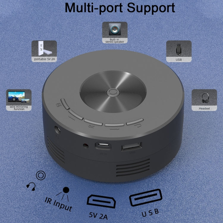 Máy chiếu mini LED HD YT200 320 x 180P dùng nguồn USB hỗ trợ kết nối có dây màn hình điện thoại, màu đen, trắng