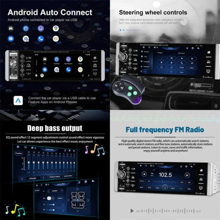 Máy nghe nhạc Carplay màn hình cảm ứng IPS 5,1 inch A2905, Kiểu dáng:, Tiêu chuẩn, Tiêu chuẩn+4 Camera ánh sáng, Tiêu chuẩn+8 Camera ánh sáng, Tiêu chuẩn+12 Camera ánh sáng, Tiêu chuẩn+Camera ánh sáng AHD