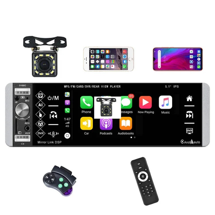 Máy nghe nhạc Carplay màn hình cảm ứng IPS 5,1 inch A2905, Kiểu dáng:, Tiêu chuẩn, Tiêu chuẩn+4 Camera ánh sáng, Tiêu chuẩn+8 Camera ánh sáng, Tiêu chuẩn+12 Camera ánh sáng, Tiêu chuẩn+Camera ánh sáng AHD