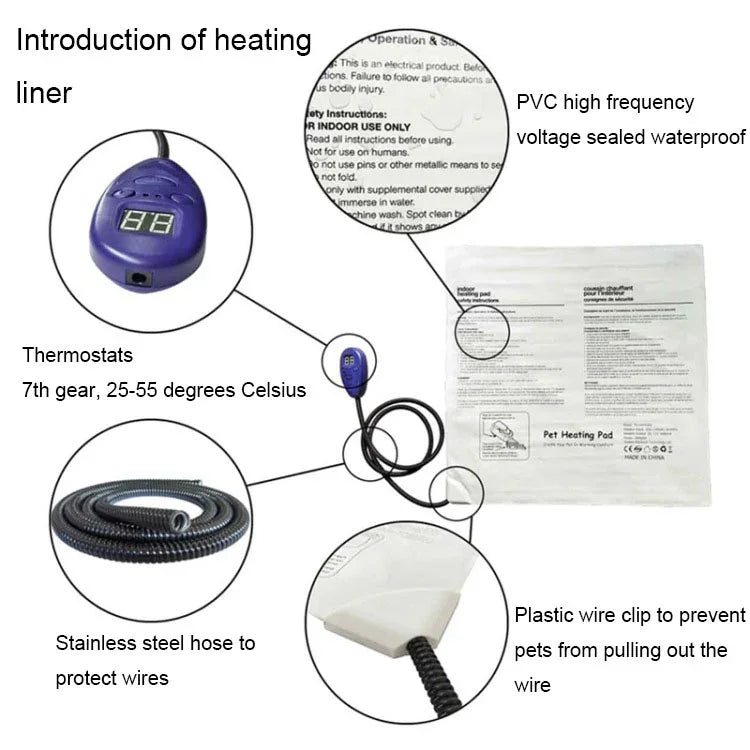 12V Low Voltage Multifunctional Warm Pet Heating Pad Pet Electric Blanket, 30x30cm Coffee, 30x30cm Red, 30x30cm Green, 40x30cm Blue, 40x30cm Coffee, 40x30cm Red, 40x30cm Green, 50x50cm Blue, 50x50cm Coffee, 50x50cm Red, 50x50cm Green, 65x40cm Blue