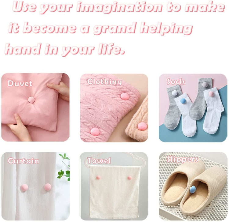 8 cái chốt cố định chăn hình nấm mở khóa một chạm không để lại dấu, màu hồng + kim vải, màu xanh + kim vải