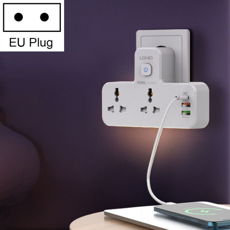 Ổ cắm sạc nhanh đa chức năng tại nhà LDNIO SC2311 20W PD+QC 3.0 có đèn ban đêm, thông số:, phích cắm EU, phích cắm UK, phích cắm US