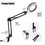 Đèn kẹp LED gập dài có kính lúp 5X bảo vệ mắt, Đèn đọc sách USB, Cỡ trung, Cỡ lớn