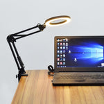 Đèn kẹp LED gập dài có kính lúp 5X bảo vệ mắt, Đèn đọc sách USB, Cỡ trung, Cỡ lớn