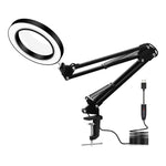 Đèn kẹp LED gập dài có kính lúp 5X bảo vệ mắt, Đèn đọc sách USB, Cỡ trung, Cỡ lớn