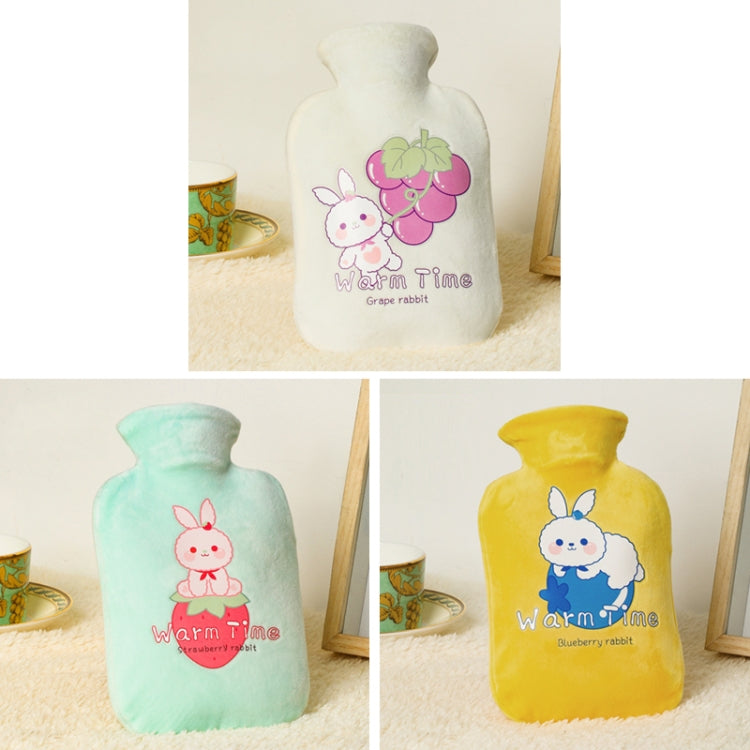 Túi nước nóng PVC chống nổ bọc nhung hoạt hình dày, dung tích 500ML màu trắng sữa, 1000ML màu trắng sữa, 2000ML màu trắng sữa, 500ML màu xanh nhạt, 1000ML màu xanh nhạt, 2000ML màu xanh nhạt, 500ML màu vàng, 1000ML màu vàng, 2000ML màu vàng