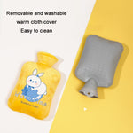 Túi nước nóng PVC chống nổ bọc nhung hoạt hình dày, dung tích 500ML màu trắng sữa, 1000ML màu trắng sữa, 2000ML màu trắng sữa, 500ML màu xanh nhạt, 1000ML màu xanh nhạt, 2000ML màu xanh nhạt, 500ML màu vàng, 1000ML màu vàng, 2000ML màu vàng