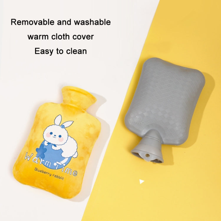 Túi nước nóng PVC chống nổ bọc nhung hoạt hình dày, dung tích 500ML màu trắng sữa, 1000ML màu trắng sữa, 2000ML màu trắng sữa, 500ML màu xanh nhạt, 1000ML màu xanh nhạt, 2000ML màu xanh nhạt, 500ML màu vàng, 1000ML màu vàng, 2000ML màu vàng