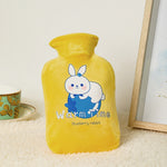 Túi nước nóng PVC chống nổ bọc nhung hoạt hình dày, dung tích 500ML màu trắng sữa, 1000ML màu trắng sữa, 2000ML màu trắng sữa, 500ML màu xanh nhạt, 1000ML màu xanh nhạt, 2000ML màu xanh nhạt, 500ML màu vàng, 1000ML màu vàng, 2000ML màu vàng
