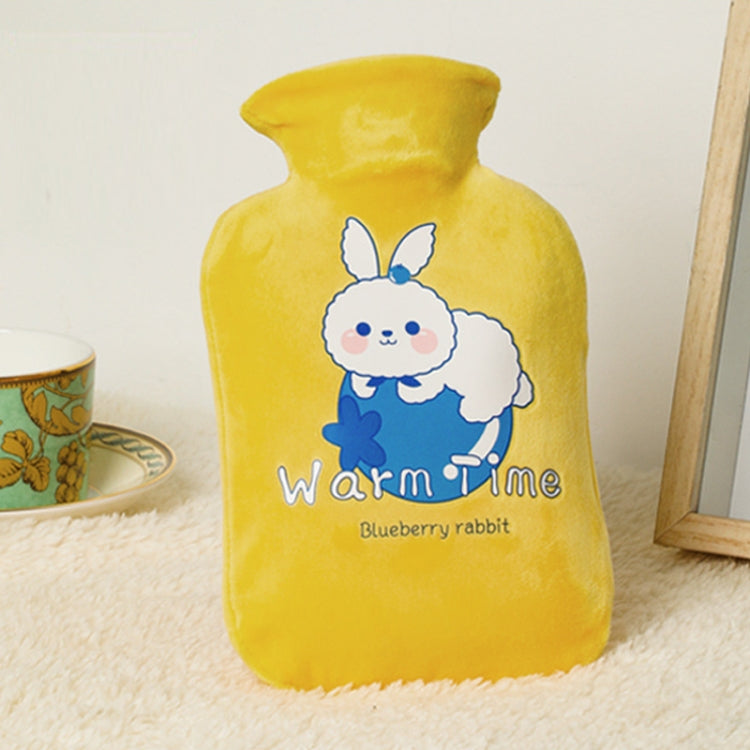 Túi nước nóng PVC chống nổ bọc nhung hoạt hình dày, dung tích 500ML màu trắng sữa, 1000ML màu trắng sữa, 2000ML màu trắng sữa, 500ML màu xanh nhạt, 1000ML màu xanh nhạt, 2000ML màu xanh nhạt, 500ML màu vàng, 1000ML màu vàng, 2000ML màu vàng