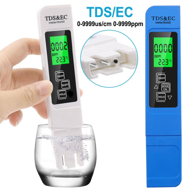 Bút đo chất lượng nước TDS & EC có đèn nền, mẫu có đèn nền (màu trắng), mẫu có đèn nền (màu xanh dương)