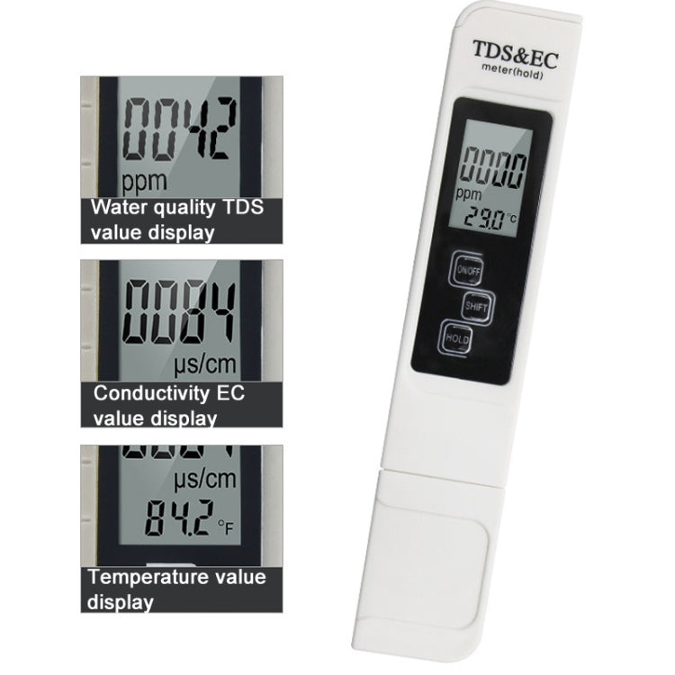 Bút đo chất lượng nước TDS & EC có đèn nền, mẫu có đèn nền (màu trắng), mẫu có đèn nền (màu xanh dương)