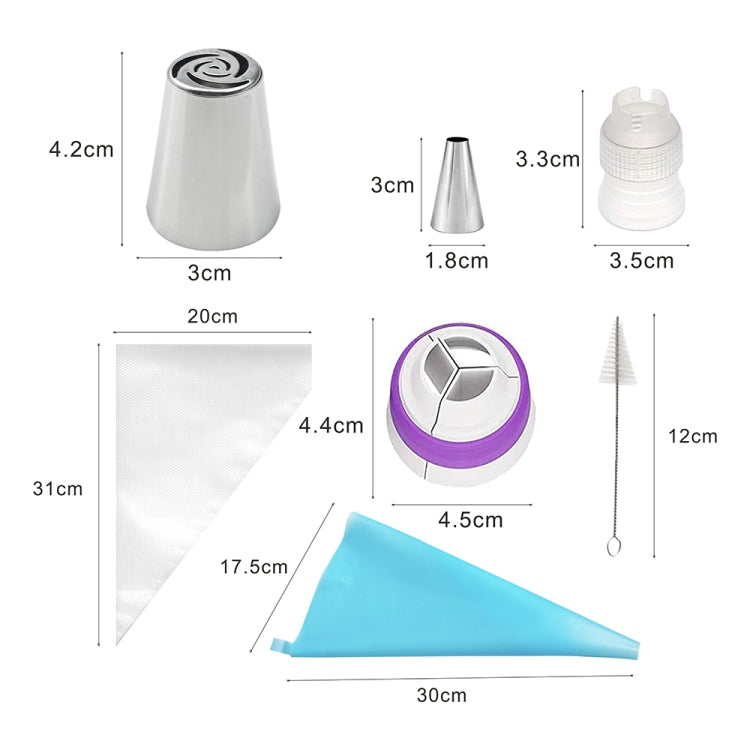 Bộ đầu phun cán thép không gỉ cho làm bánh DIY, bộ 7 cái, 8 cái, 9 cái, 10 cái, 11 cái, 12 cái, 14 cái, 128 cái
