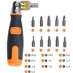 Bộ tua vít góc cóc đa góc 10 trong 1 2050C di động, 10 trong 1 màu cam, 10 trong 1 màu xám