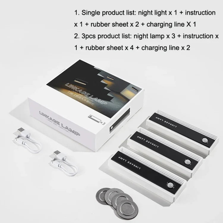 Đèn hành lang cảm ứng cơ thể người liên kết USB từ tính TW-L56, 1 chiếc, 3 chiếc