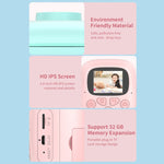 Máy ảnh kỹ thuật số trẻ em in hình hoạt hình HD A18 với ống kính xoay, Thông số:, Hồng, Hồng + 16G, Hồng + 32G, Xanh dương, Xanh dương + 16G, Xanh dương + 32G