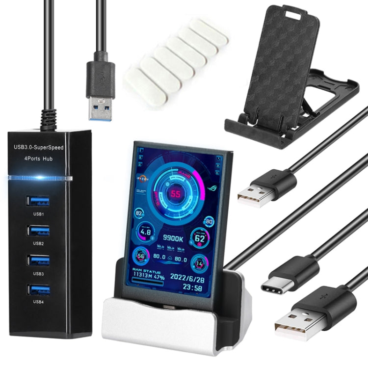 Màn hình máy tính 3.5 inch IPS xem tất cả USB Chassis màn hình phụ, Bộ 1 (Đen), Bộ 1 (Trắng), Bộ 2 (Đen), Bộ 2 (Trắng), Bộ 3 (Đen), Bộ 3 (Trắng)