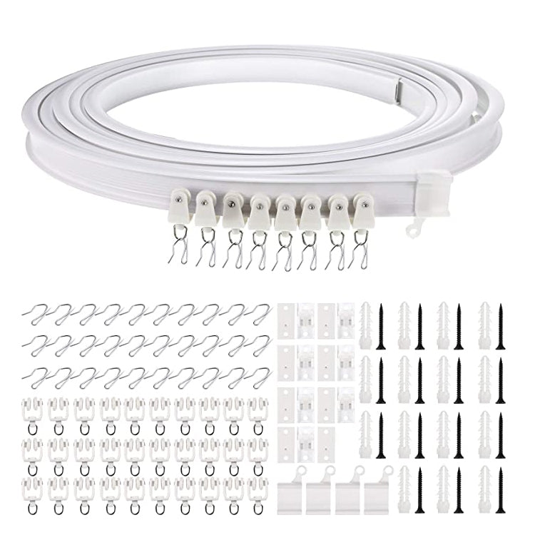 Thanh ray rèm 5M, ray cong, móc, ròng rọc, mã lắp đặt, vít nở, 5m
