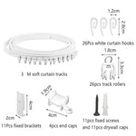 Bộ ray thép uốn rèm mẫu, bộ hướng dẫn linh hoạt, kích thước:, 3m trắng