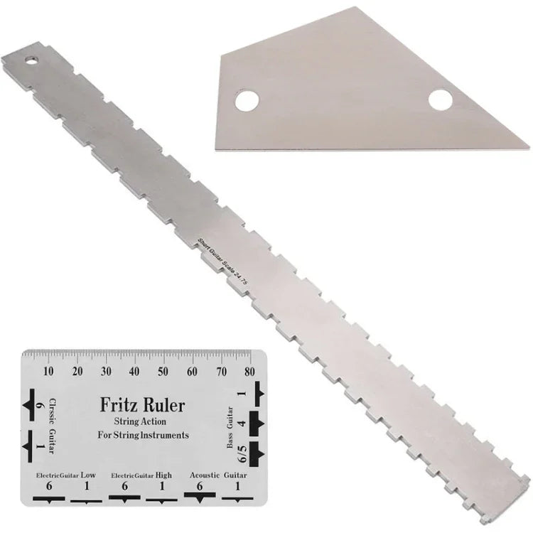 Thước đo cần đàn bass bằng thép không gỉ GNR3, Kiểu:, Răng đôi+Thước cân bằng+Thước đo độ cao dây