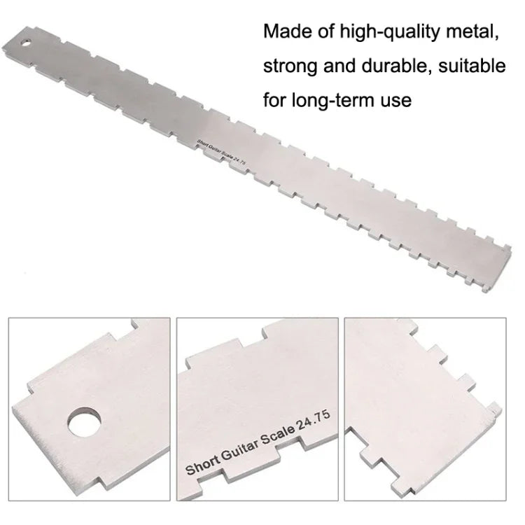 Thước đo cần đàn bass bằng thép không gỉ GNR3, Kiểu:, Răng đôi+Thước cân bằng+Thước đo độ cao dây