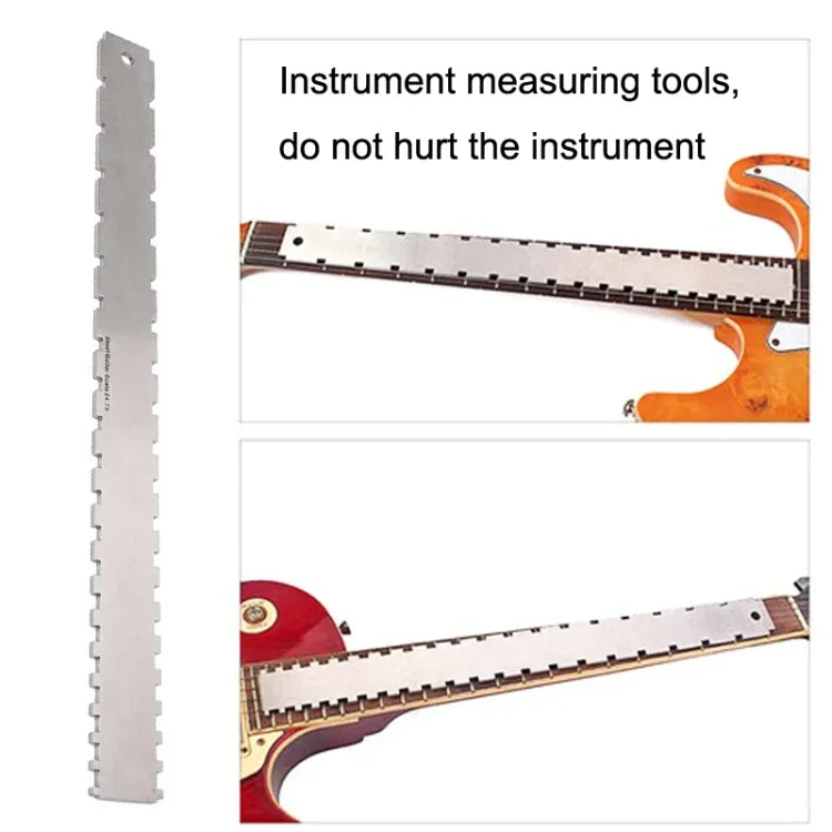 Thước đo cần đàn bass bằng thép không gỉ GNR3, Kiểu:, Răng đôi+Thước cân bằng+Thước đo độ cao dây