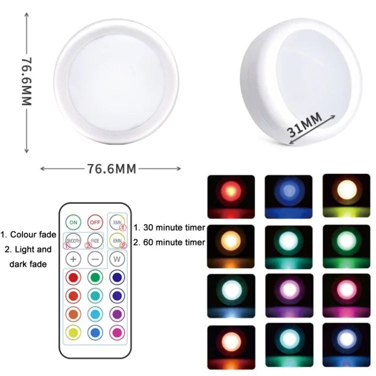 Đèn ngủ RGB 13 màu có thể điều chỉnh độ sáng bằng hồng ngoại cho tủ, 3 đèn 1 điều khiển từ xa, 6 đèn 2 điều khiển từ xa