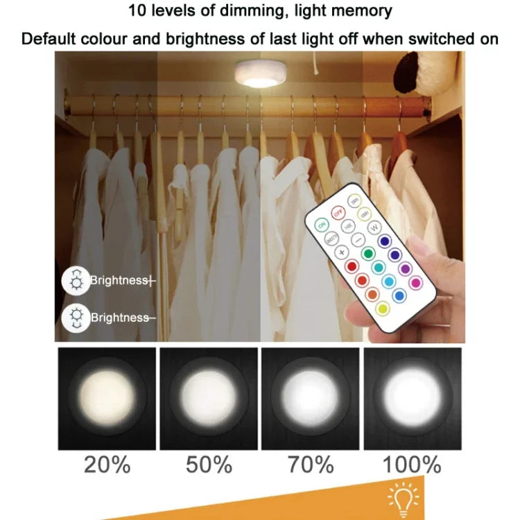 Đèn ngủ RGB 13 màu có thể điều chỉnh độ sáng bằng hồng ngoại cho tủ, 3 đèn 1 điều khiển từ xa, 6 đèn 2 điều khiển từ xa