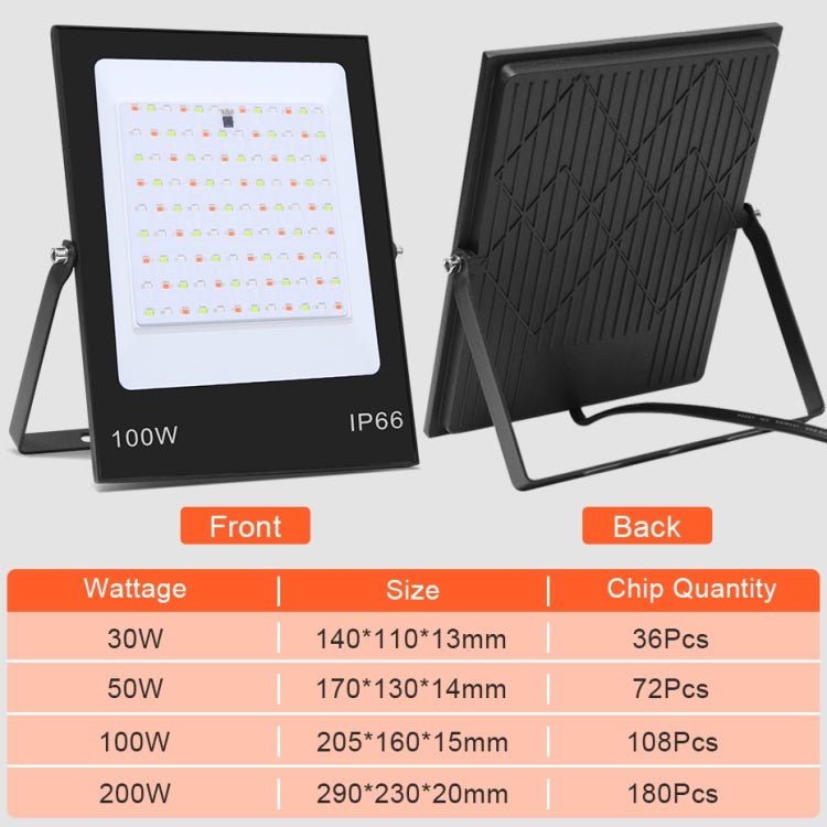Đèn pha LED đổi màu RGB nhiều màu có điều khiển từ xa, 30W, 100W