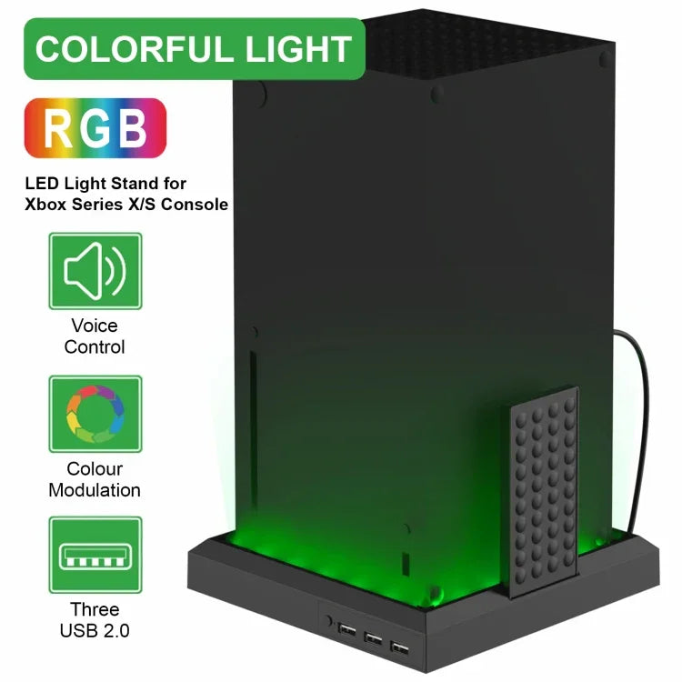 Đế quạt làm mát sạc cho Xbox Series X S với đèn RGB nhiều màu, Đèn RGB nhiều màu